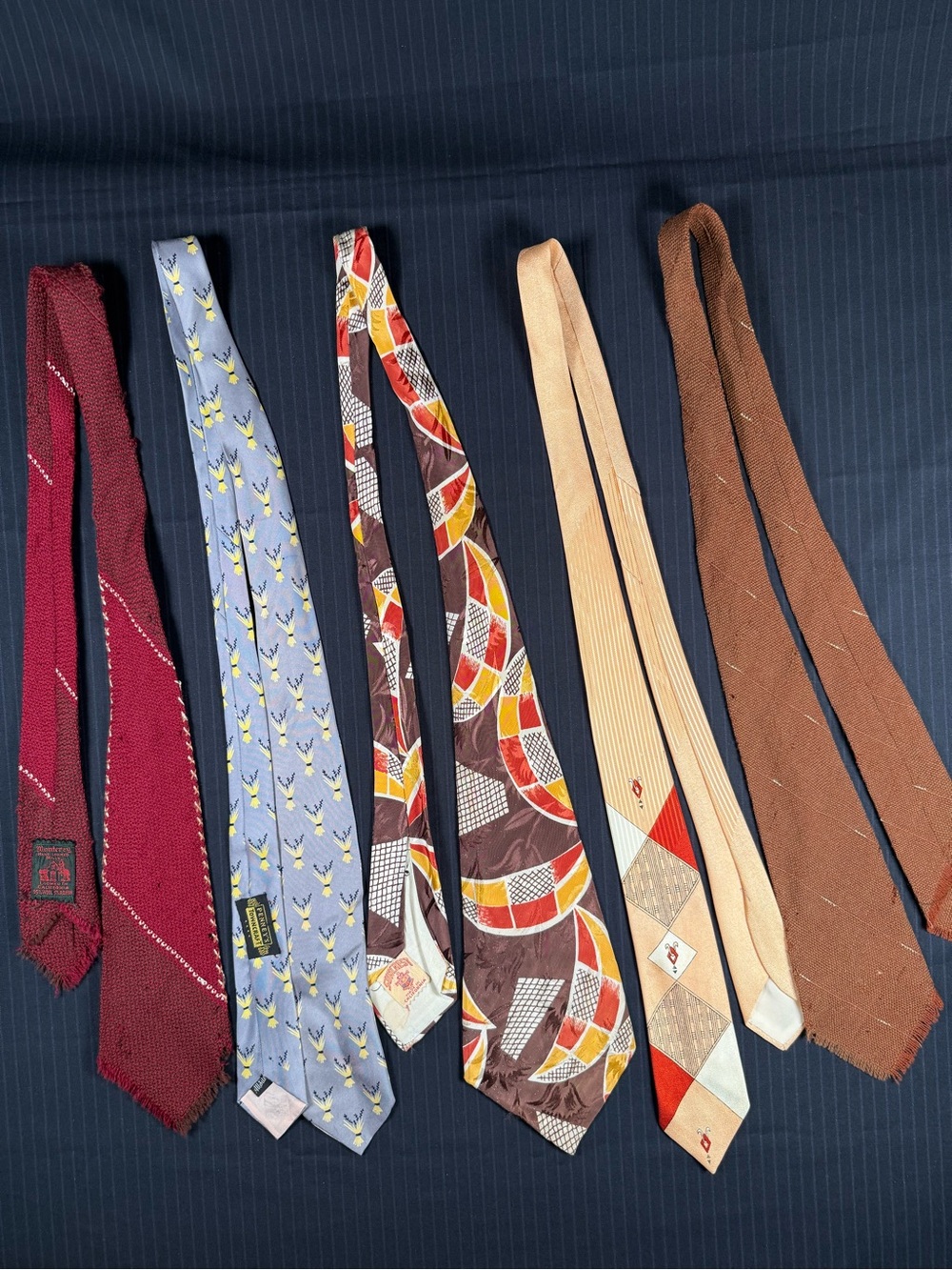 Vintage Necktie Lot of 5 | Retro Patterned Ties Bundle